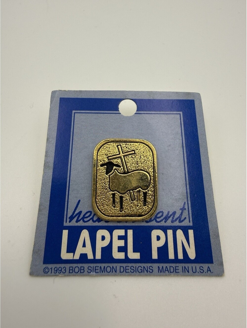 Sheep With Christian Cross Religion Lapel Pin